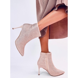 Botines de tacón con cristales Demish Champagne rosado 4