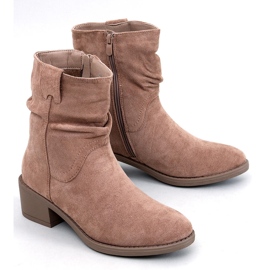Botines tacón bajo Raney ante caqui beige 1