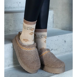 Botas de nieve con plataforma, parte superior baja y patrón Greene bordado beige 2