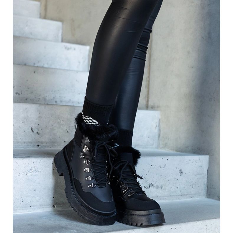 Botas de plataforma masivas negras con pelo de Estrada negro 2 Botas de plataforma masivas negras con pelo de Estrada negro 2
