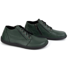 Olivier Zapatos de mujer descalzos de piel, ligeramente aislantes, hasta el tobillo con cremallera, 787 verde 3