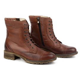 Olivier Botas de piel para mujer, botas de invierno con aislamiento, 226BB, marrón 3