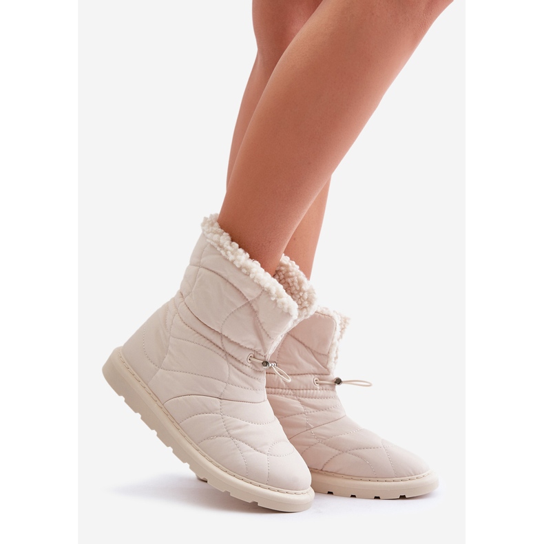 Botas de nieve de mujer con cordón aislante con pelo, piel de oveja beige claro Vamidra 1 Botas de nieve de mujer con cordón aislante con pelo, piel de oveja beige claro Vamidra 1