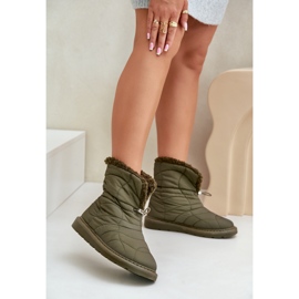 Botas de nieve de mujer con cordón aislado con piel de oveja verde oscuro Vamidra 2