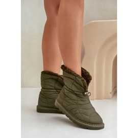 Botas de nieve de mujer con cordón aislado con piel de oveja verde oscuro Vamidra 3