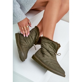 Botas de nieve de mujer con cordón aislado con piel de oveja verde oscuro Vamidra 7