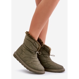 Botas de nieve de mujer con cordón aislado con piel de oveja verde oscuro Vamidra 1