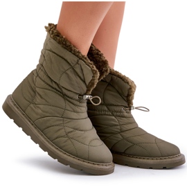 Botas de nieve de mujer con cordón aislado con piel de oveja verde oscuro Vamidra 8