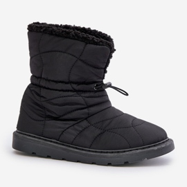 Botas de nieve de mujer Vamidra negras con cordón aislado y piel negro 4