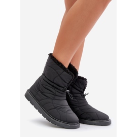 Botas de nieve de mujer Vamidra negras con cordón aislado y piel negro 1