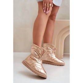 Botas De Nieve De Mujer Con Cordón Aislante Con Piel De Oveja Rosa Dorado Vamidra 2