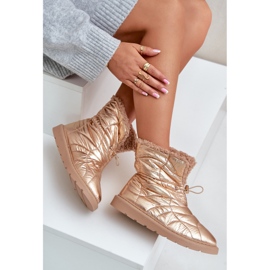 Botas De Nieve De Mujer Con Cordón Aislante Con Piel De Oveja Rosa Dorado Vamidra 8