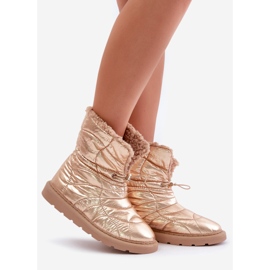 Botas De Nieve De Mujer Con Cordón Aislante Con Piel De Oveja Rosa Dorado Vamidra 1