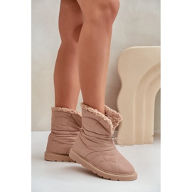 Botas De Nieve De Mujer Con Cordón Aislado Con Piel De Oveja Beige Vamidra 3