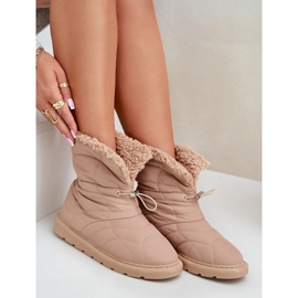 Botas De Nieve De Mujer Con Cordón Aislado Con Piel De Oveja Beige Vamidra 7