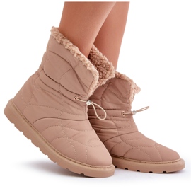 Botas De Nieve De Mujer Con Cordón Aislado Con Piel De Oveja Beige Vamidra 8