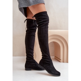 Botas por encima de la rodilla de tacón plano confeccionadas en ante ecológico, Negro Linnithia 3