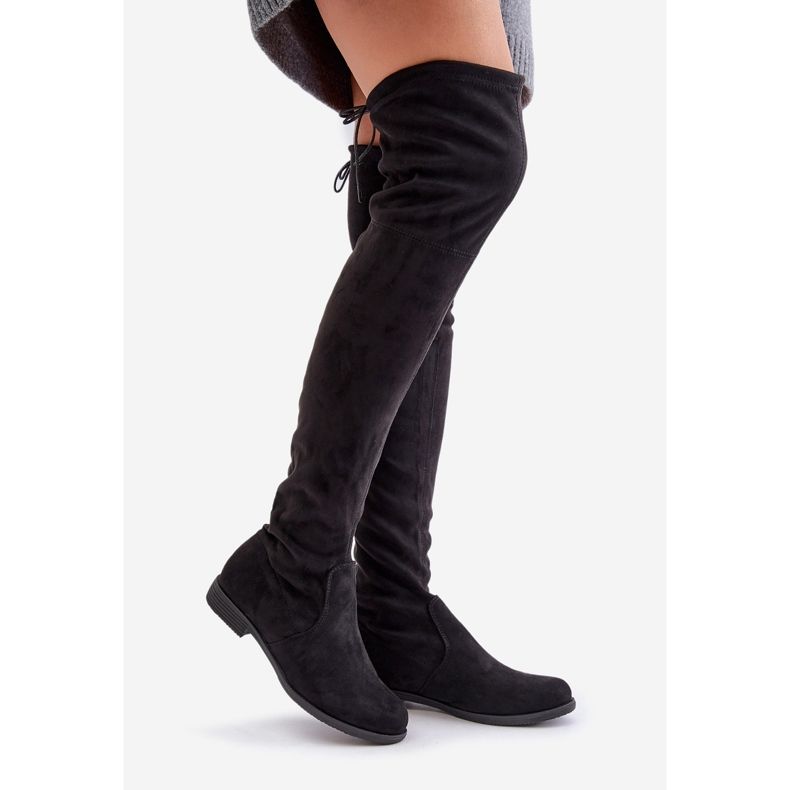 Botas por encima de la rodilla de tacón plano confeccionadas en ante ecológico, Negro Linnithia 1 Botas por encima de la rodilla de tacón plano confeccionadas en ante ecológico, Negro Linnithia 1