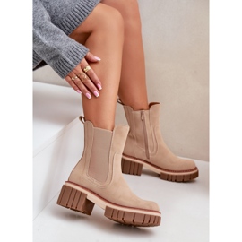 Botas Chelsea con cremallera aislante en beige Linneviae 6