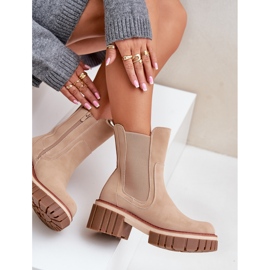 Botas Chelsea con cremallera aislante en beige Linneviae 7