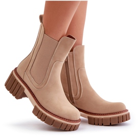 Botas Chelsea con cremallera aislante en beige Linneviae 8