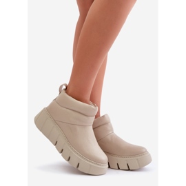 Zazoo 60470 Botas de Piel Aisladas con Lana sobre Plataforma Beige Claro 1