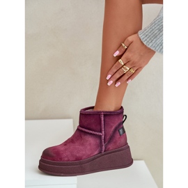 Botas De Nieve Piel Ante Con Plataforma Y Cuña Maciejka 06769-23 Burdeos rojo 5