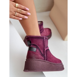 Botas De Nieve Piel Ante Con Plataforma Y Cuña Maciejka 06769-23 Burdeos rojo 7
