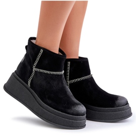 Botas De Nieve Piel Ante Con Plataforma Y Cuña Maciejka 06769-01 Negro 9