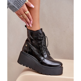 Botas Charol De Piel Con Plataforma Y Cuña Maciejka 06762-01 Negro 6
