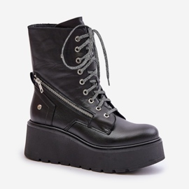 Botas Obreras De Piel Con Plataforma Y Cuña Maciejka 06676-01 Negro 4