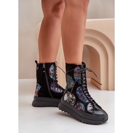 Botas De Gamuza De Cuero Con Plataforma Cálida Maciejka 06565-01 Negro 3