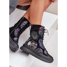 Botas De Gamuza De Cuero Con Plataforma Cálida Maciejka 06565-01 Negro 7