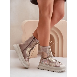 Botas De Ante De Piel Con Plataforma Cálida Maciejka 06565-04 Beige 5
