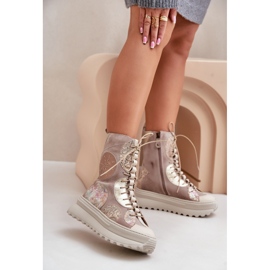 Botas De Ante De Piel Con Plataforma Cálida Maciejka 06565-04 Beige 2