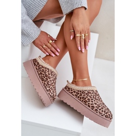 Botas de nieve con plataforma para mujer aisladas con piel de leopardo, marrón, Remenia 7