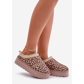 Botas de nieve con plataforma para mujer aisladas con piel de leopardo, marrón, Remenia 1 Botas de nieve con plataforma para mujer aisladas con piel de leopardo, marrón, Remenia 1