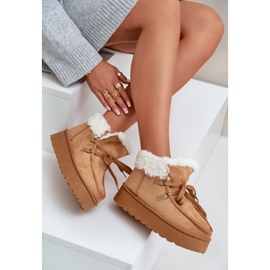 Botas de nieve con plataforma y pelo para mujer, Branek Camel Ciabellae marrón 2
