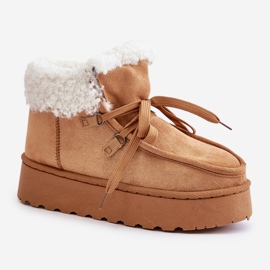 Botas de nieve con plataforma y pelo para mujer, Branek Camel Ciabellae marrón 6