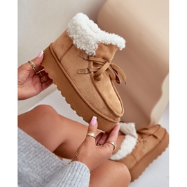 Botas de nieve con plataforma y pelo para mujer, Branek Camel Ciabellae marrón 4