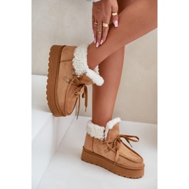 Botas de nieve con plataforma y pelo para mujer, Branek Camel Ciabellae marrón 1