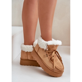 Botas de nieve con plataforma y pelo para mujer, Branek Camel Ciabellae marrón 9