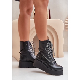 Botas Obreras De Piel Con Plataforma Y Cuña Maciejka 06676-01 Negro 3