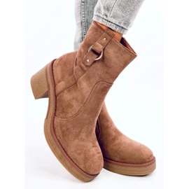Botines Cooke Kaki tacón ancho marrón 4