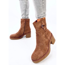 Botines Cooke Kaki tacón ancho marrón 5
