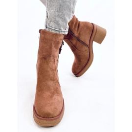 Botines Cooke Kaki tacón ancho marrón 2