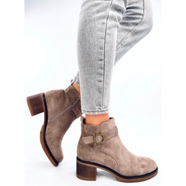 Duncans Botines caqui de tacón bajo beige 3