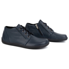 Olivier Zapatos de mujer descalzos de piel, ligeramente aislantes, hasta el tobillo con cremallera, 787, azul marino 3