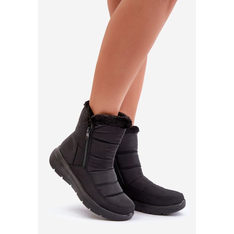 Botas de nieve con cremallera y piel Dritane de mujer negra negro 1