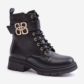 Botas cálidas de mujer con decoración dorada, negro Nealithra 5
